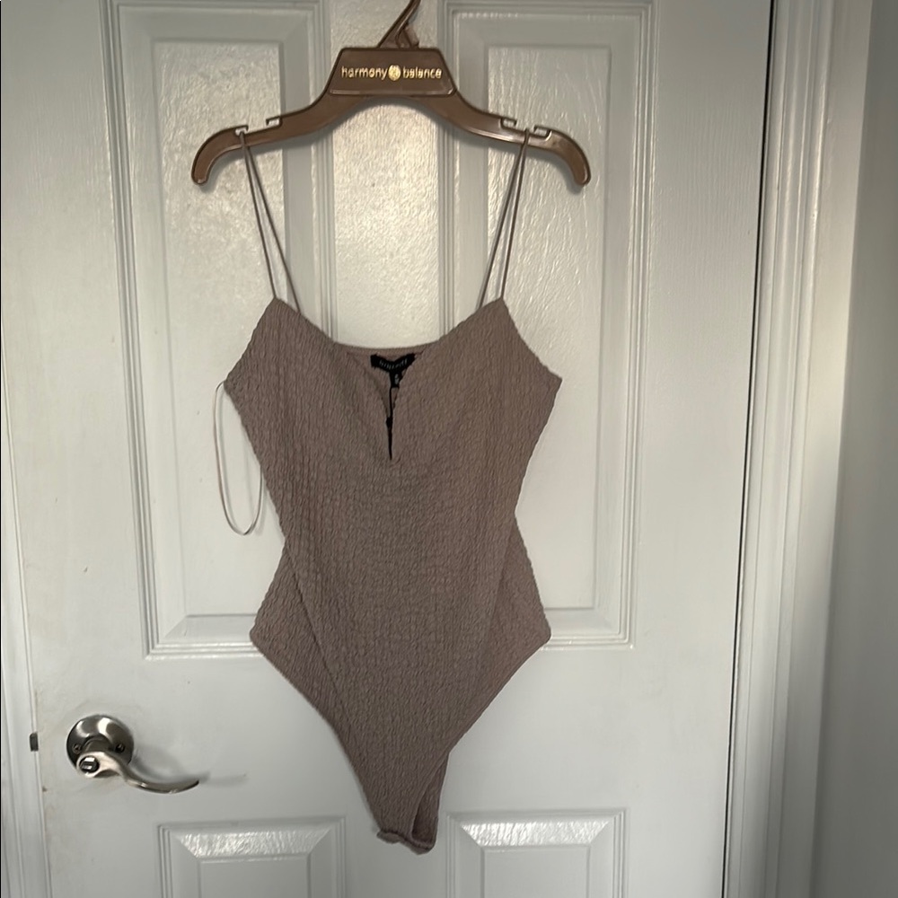 Dynamite Brown Bodysuit Top with Classic Silhouette